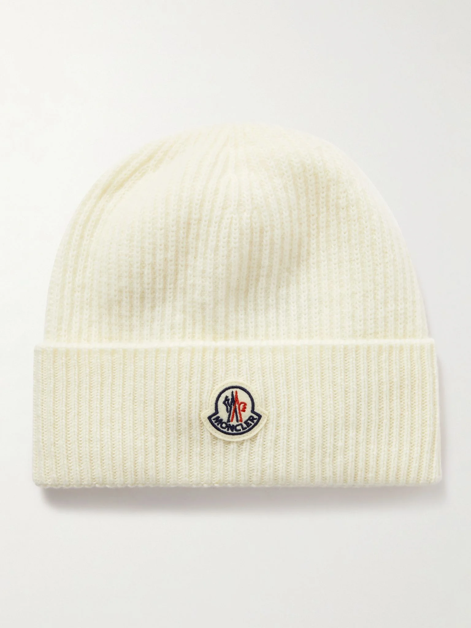 Appliquéd Ribbed Virgin Wool and Cashmere-Blend Beanie White - 1