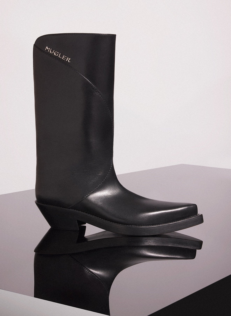 black leather santiag boots - 1