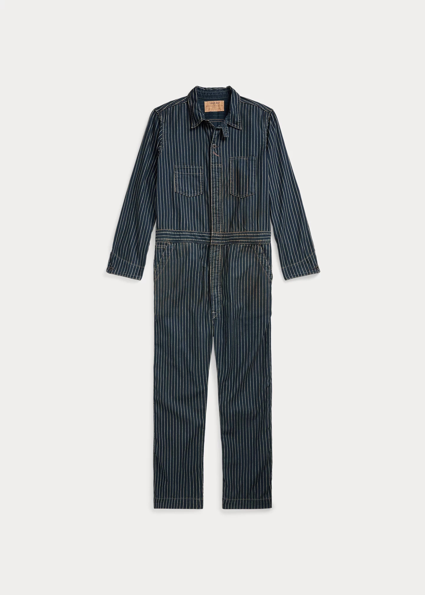 Indigo Dot-Stripe Twill Coverall - 1