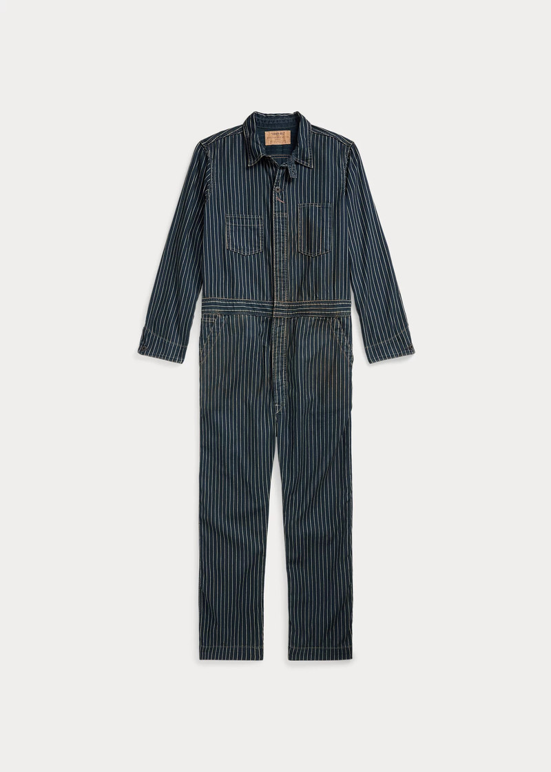 Indigo Dot-Stripe Twill Coverall 1