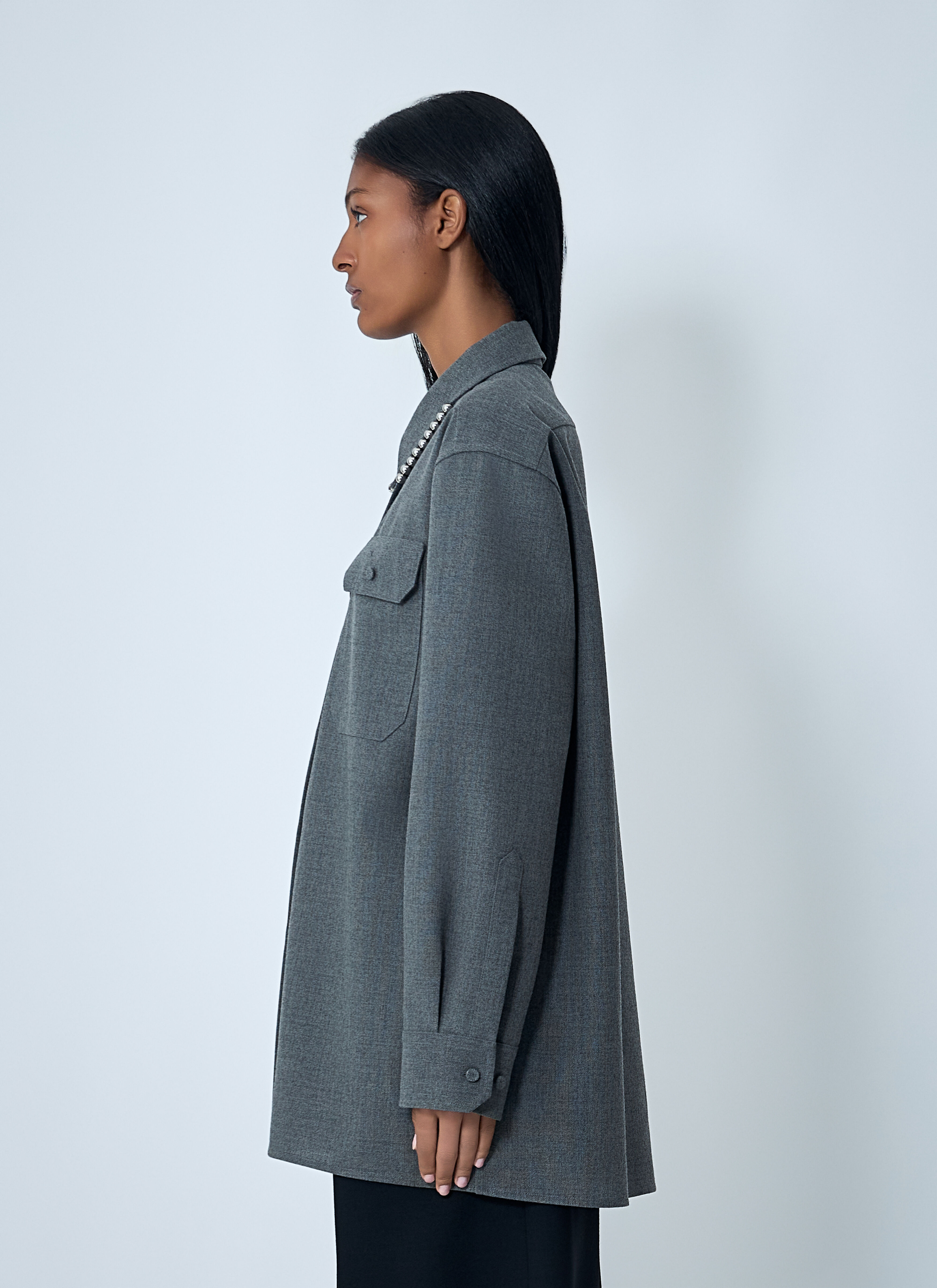 Bead Embellished Wool Shirt - 3