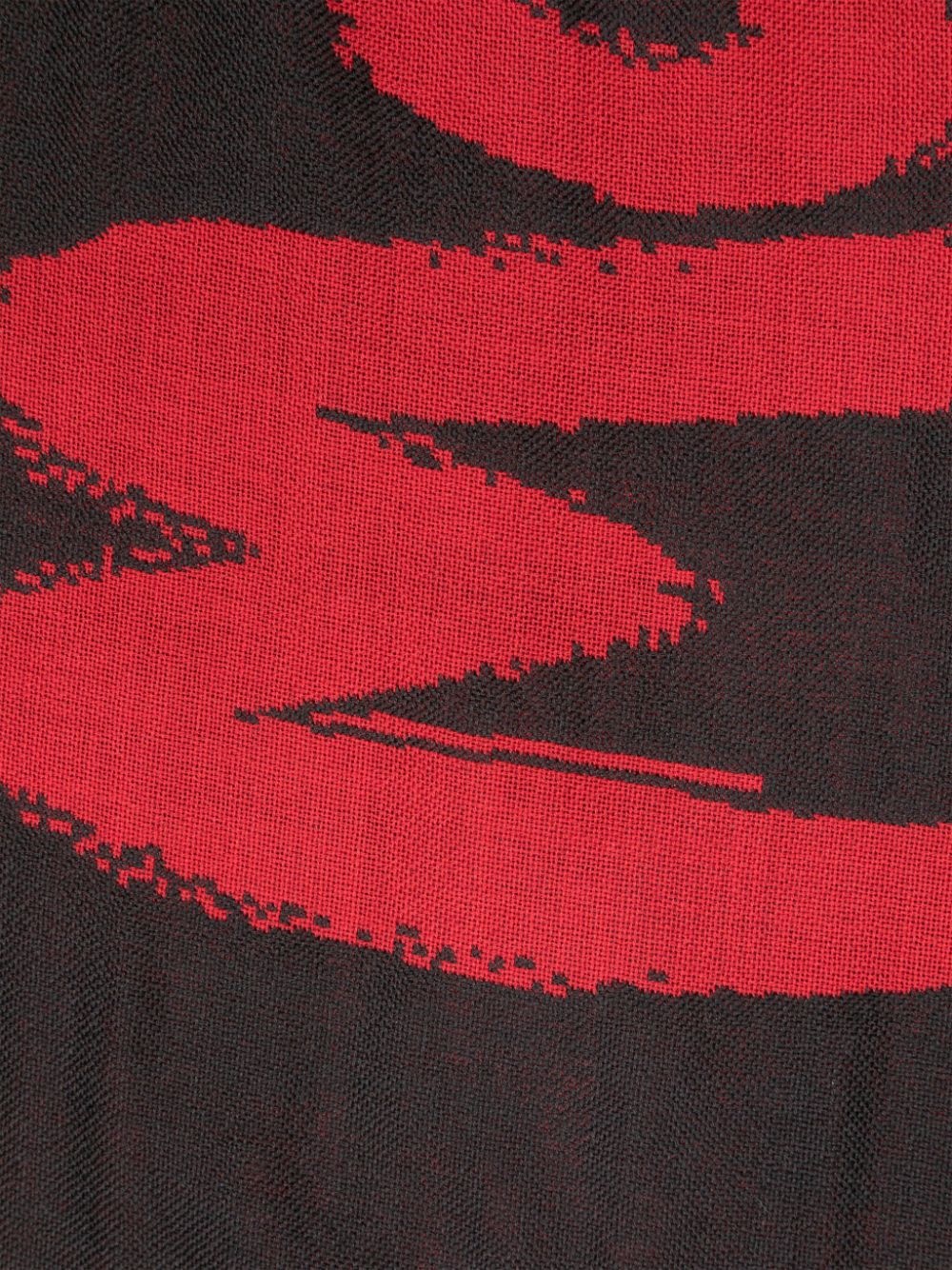 logo-print wool scarf - 3