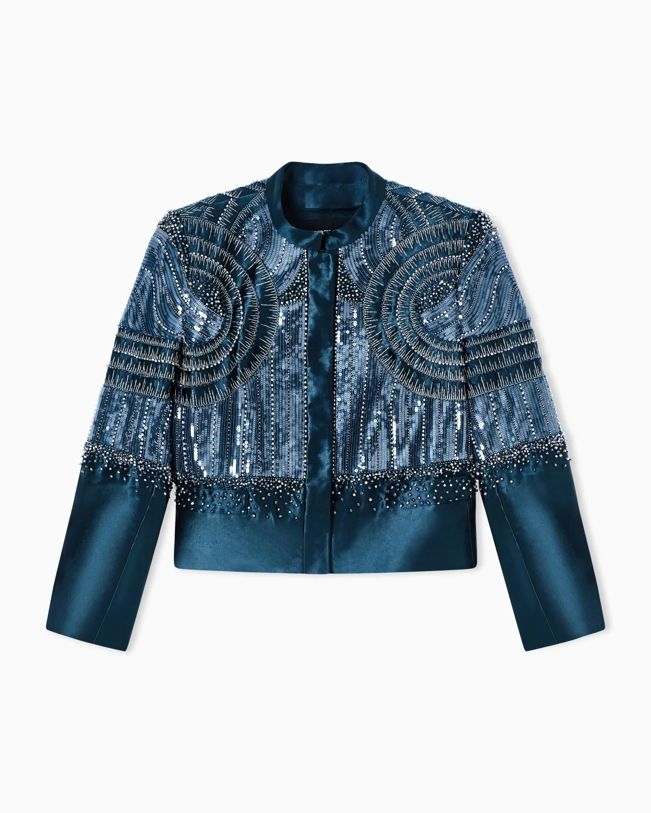 EMBROIDERED LINEN AND SILK SHORT JACKET - 1