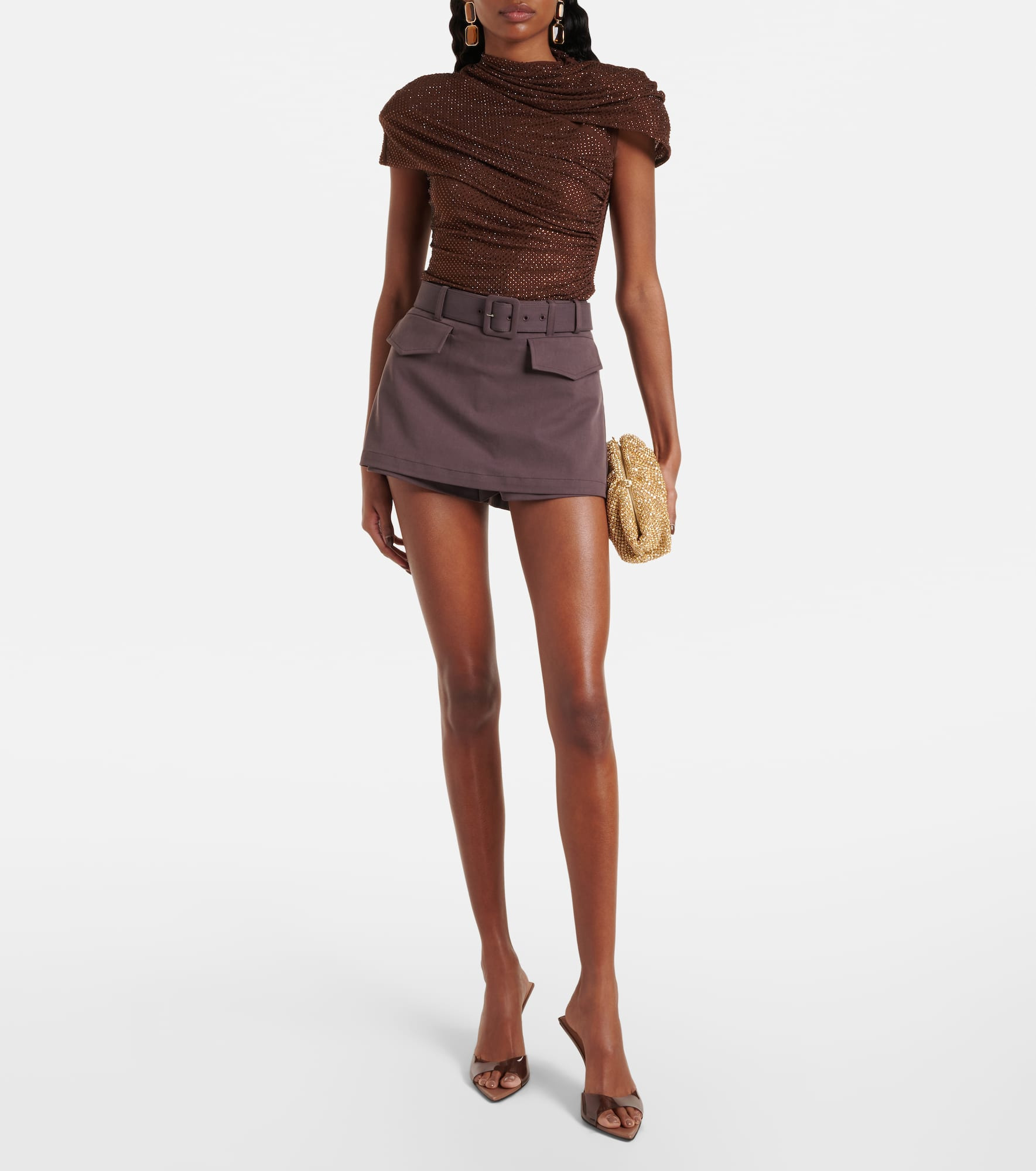 Crystal-embellished draped mesh top - 2