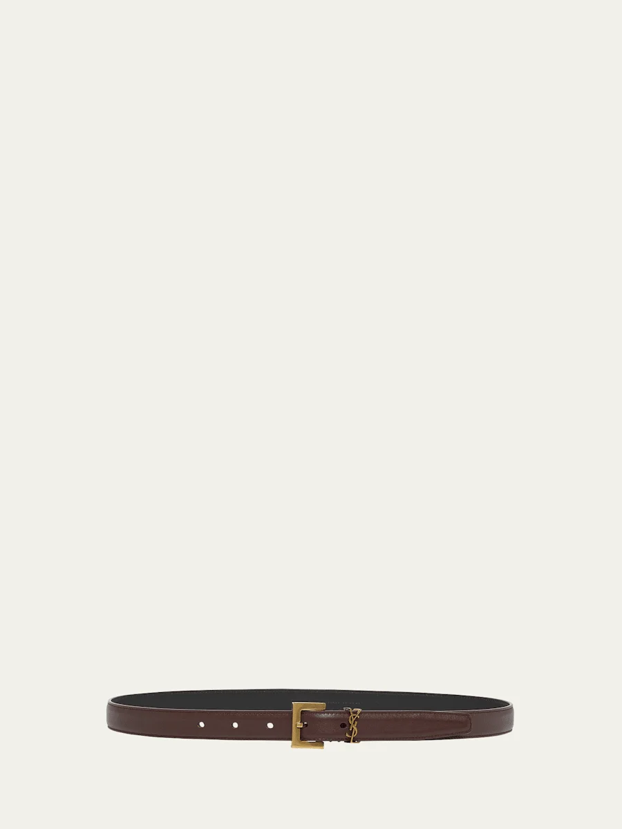 YSL Monogram Leather Belt - 1