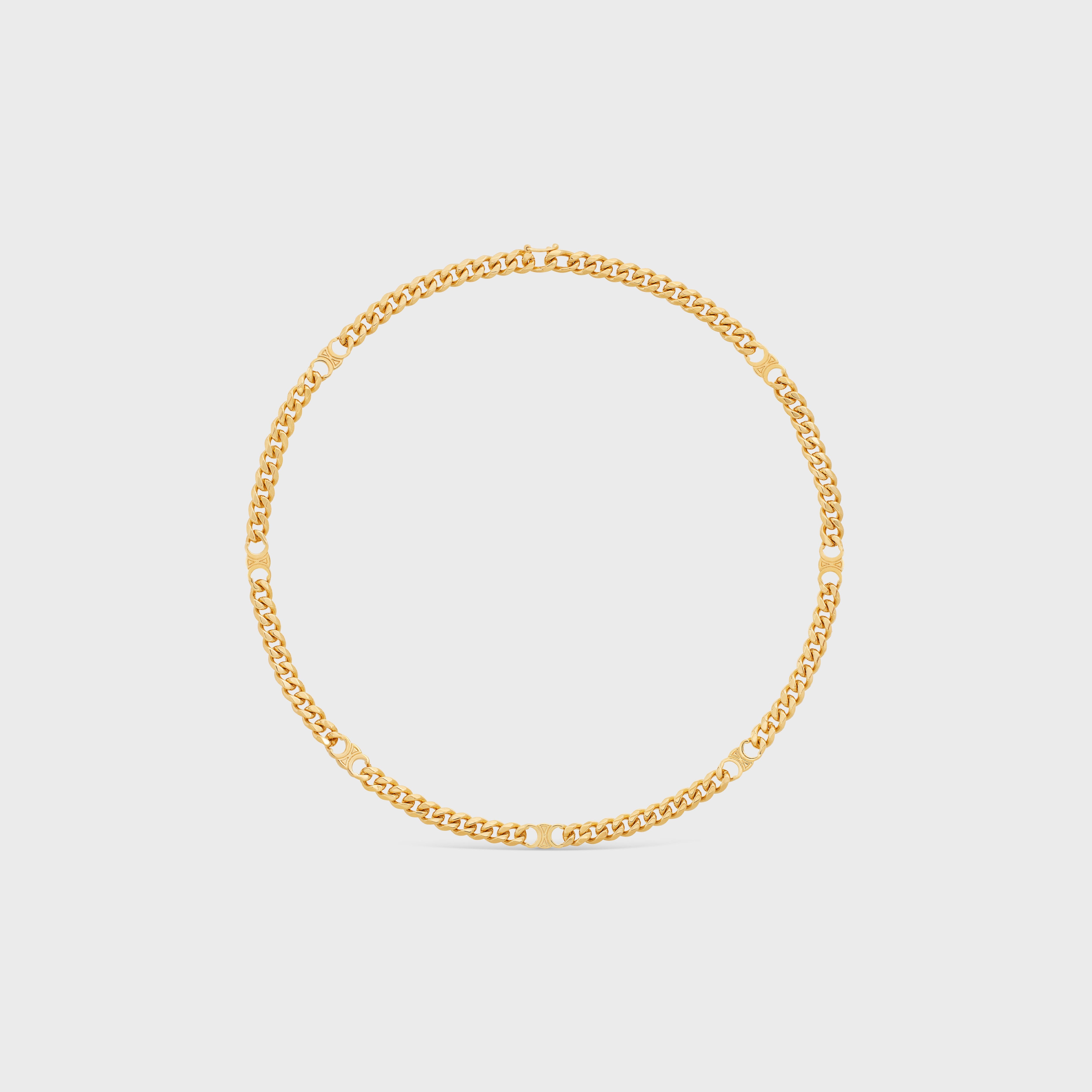 Triomphe Small Gourmette Necklace in Brass with Gold Finish - 1