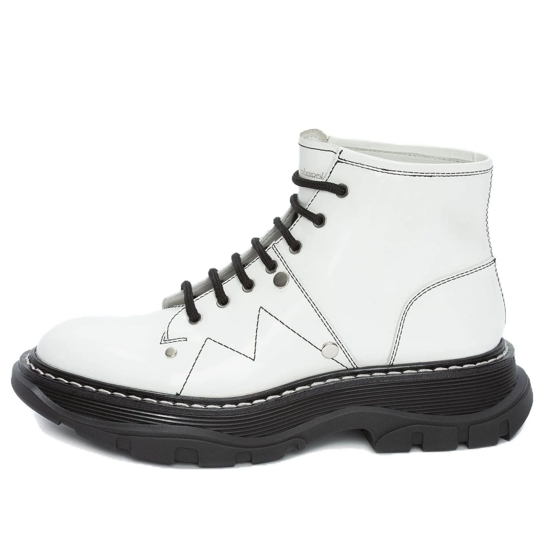 (WMNS) Alexander McQueen Tread Slick Boot 'Ivory Black' 595469WHQSG9089 - 1