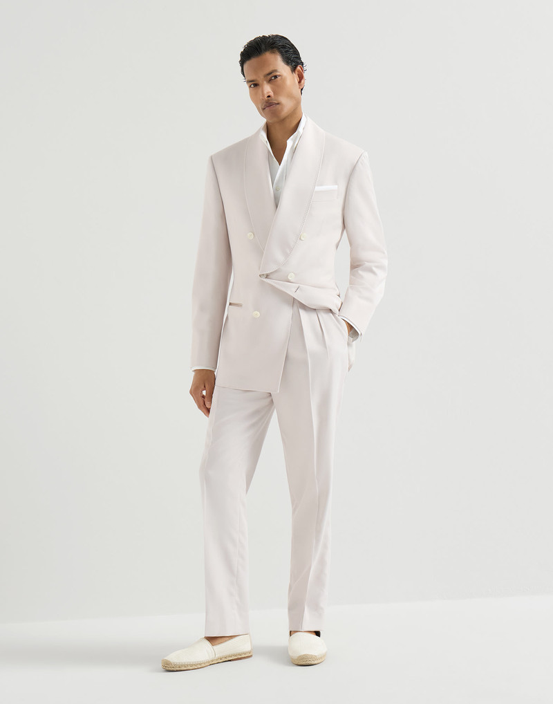Délavé silk twill tuxedo with one-and-a-half breasted blazer with shawl lapel and trousers with doub 2