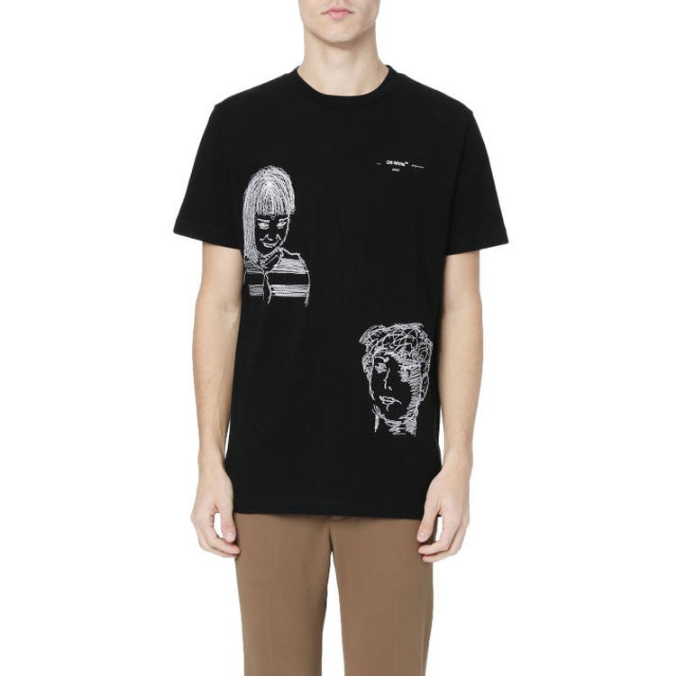 Off-White C/O VIRGIL ABLOH Small Character Pattern Printing Short Sleeve Ordinary Version Black OMAA - 3