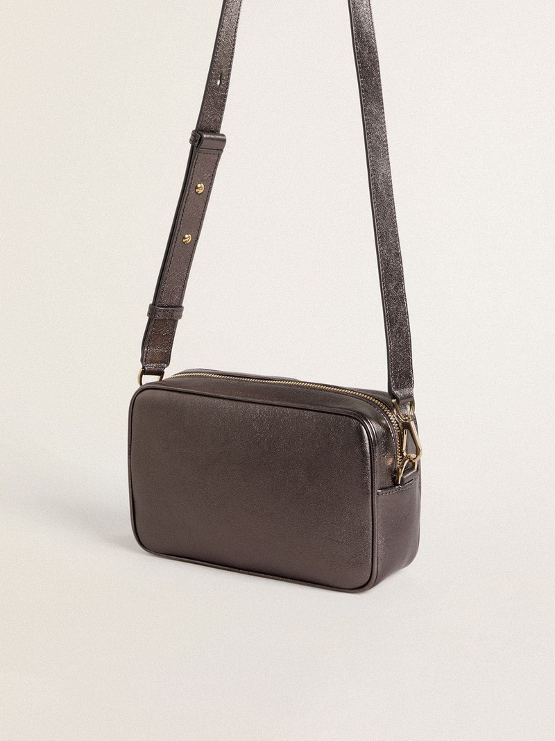 Star Bag in gray metallic leather with Swarovski crystal star 3