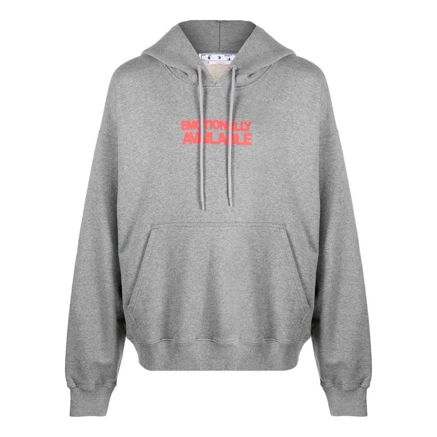 Off-White Slogan Print Hoodie 'Grey' OMBB085F22FLE0070825 - 1