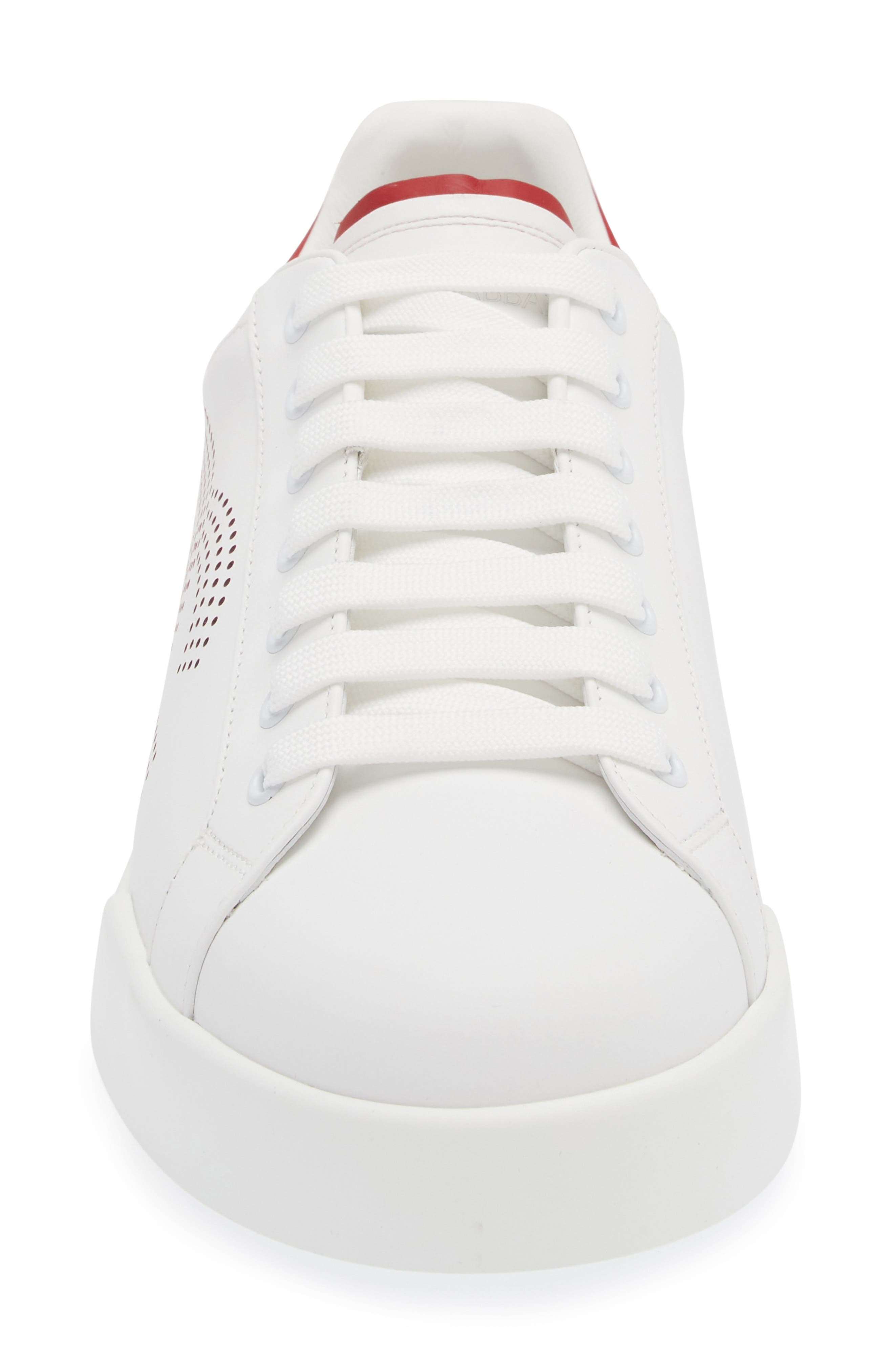 Dolce&Gabbana Portofino Leather Low Top Sneaker in Bianco/Rubino at Nordstrom - 4