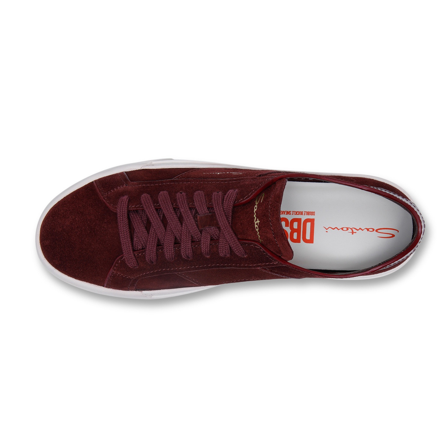 Men's burgundy suede Double Buckle Sneaker - 4