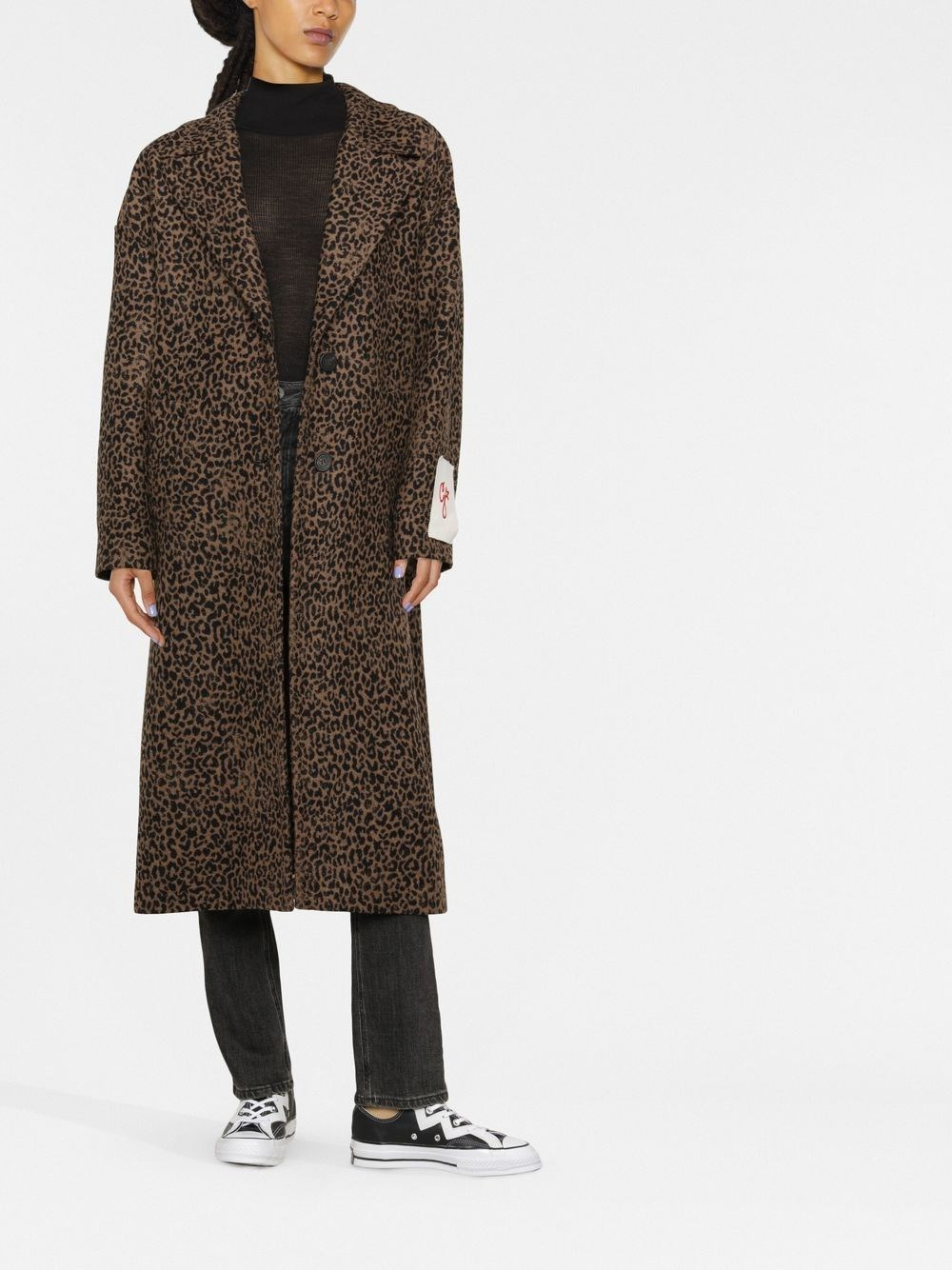 Wool coat with animal print - 4