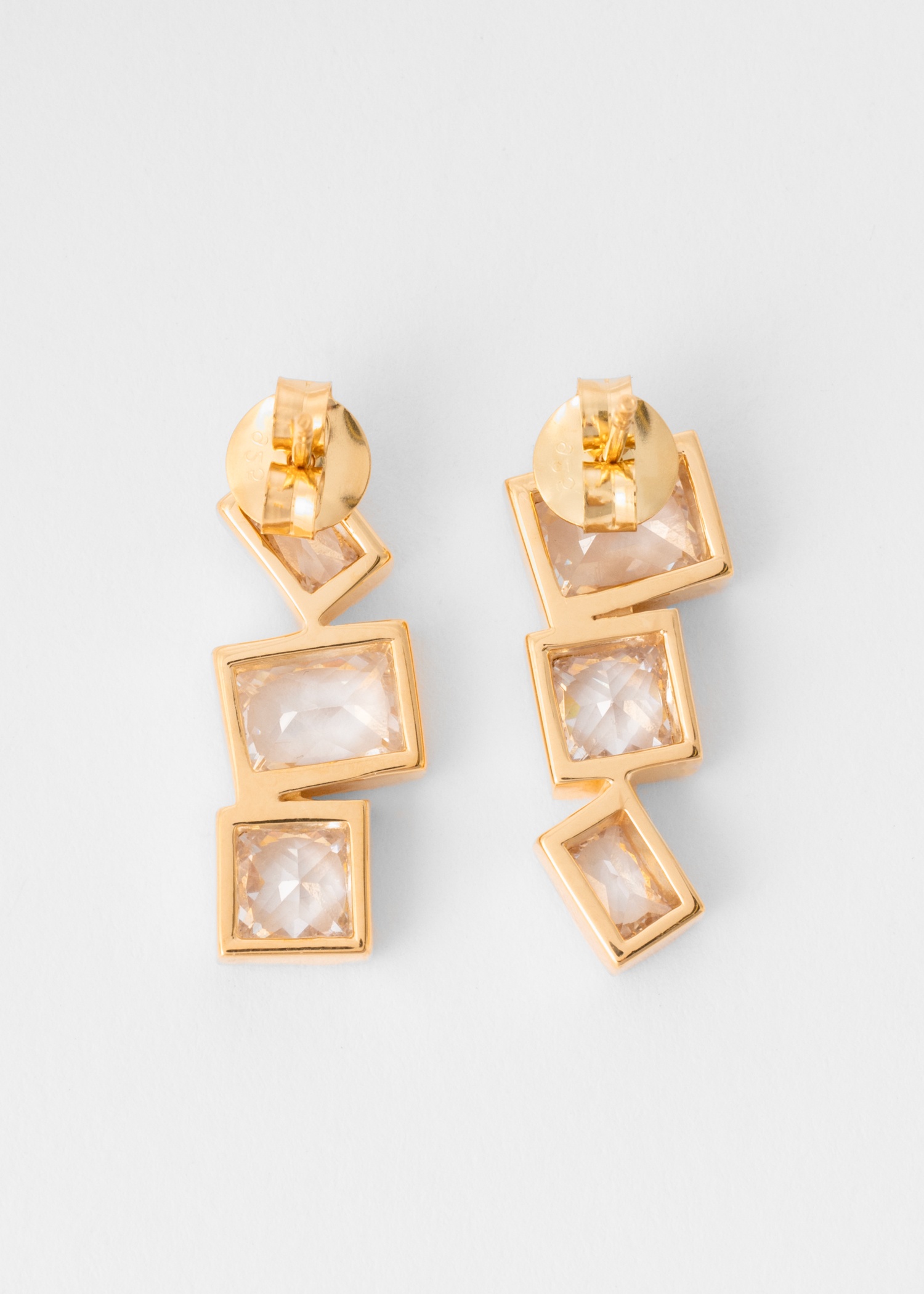 Cubic Zirconia & Gold Drop Earrings by Completedworks - 3