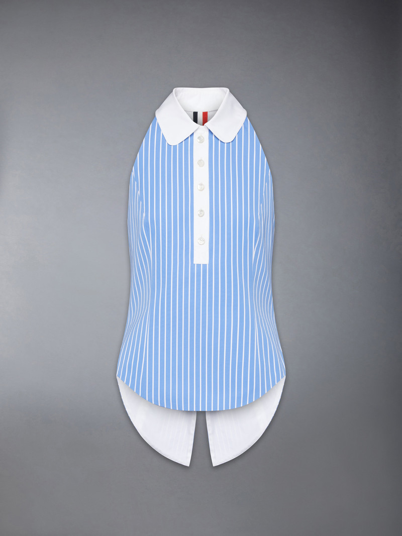 PINSTRIPE POPLIN POLO HALTER TOP 1