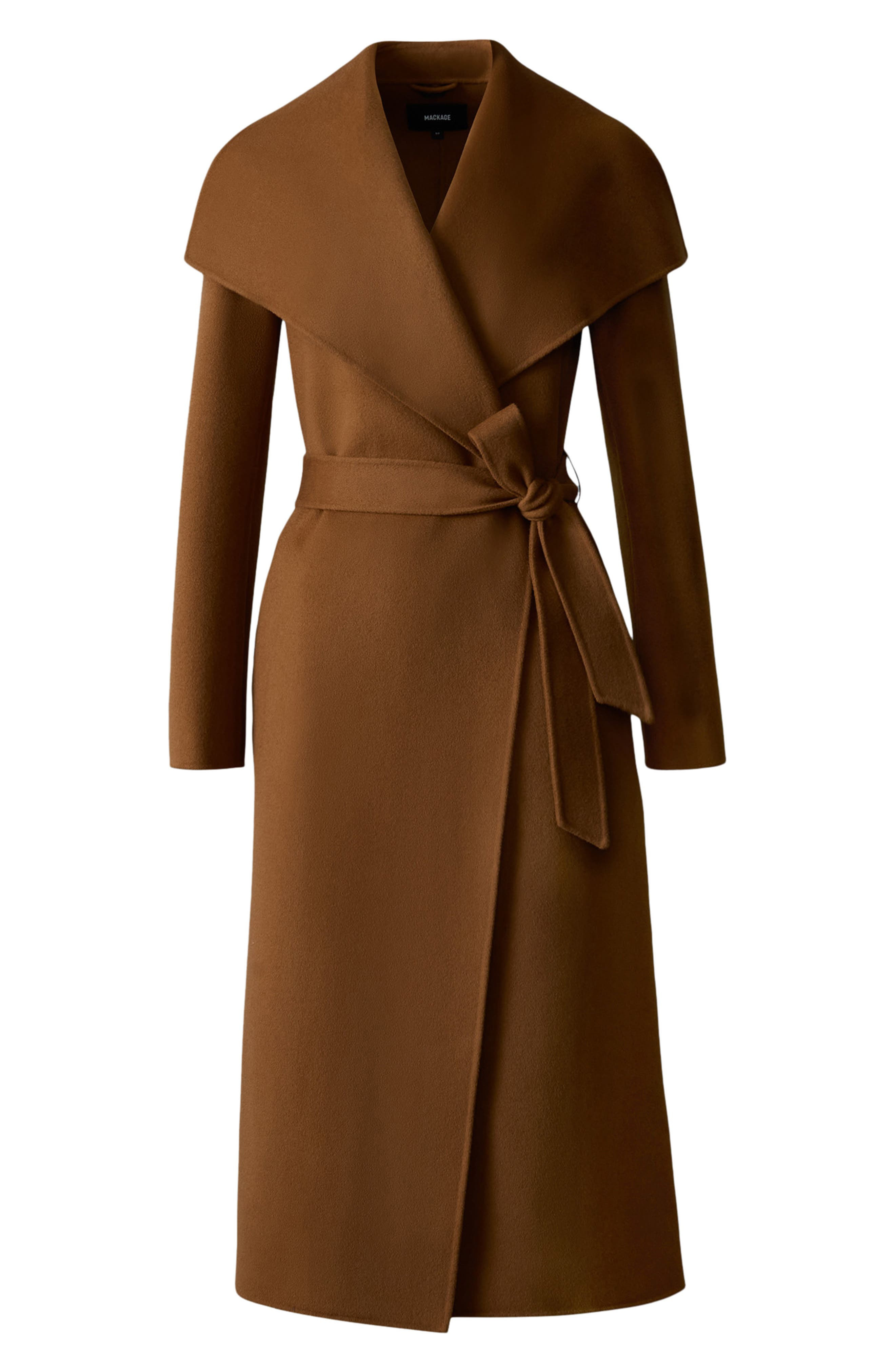 Mackage Mai Wool Long Wrap Coat in Earth Brown at Nordstrom - 5