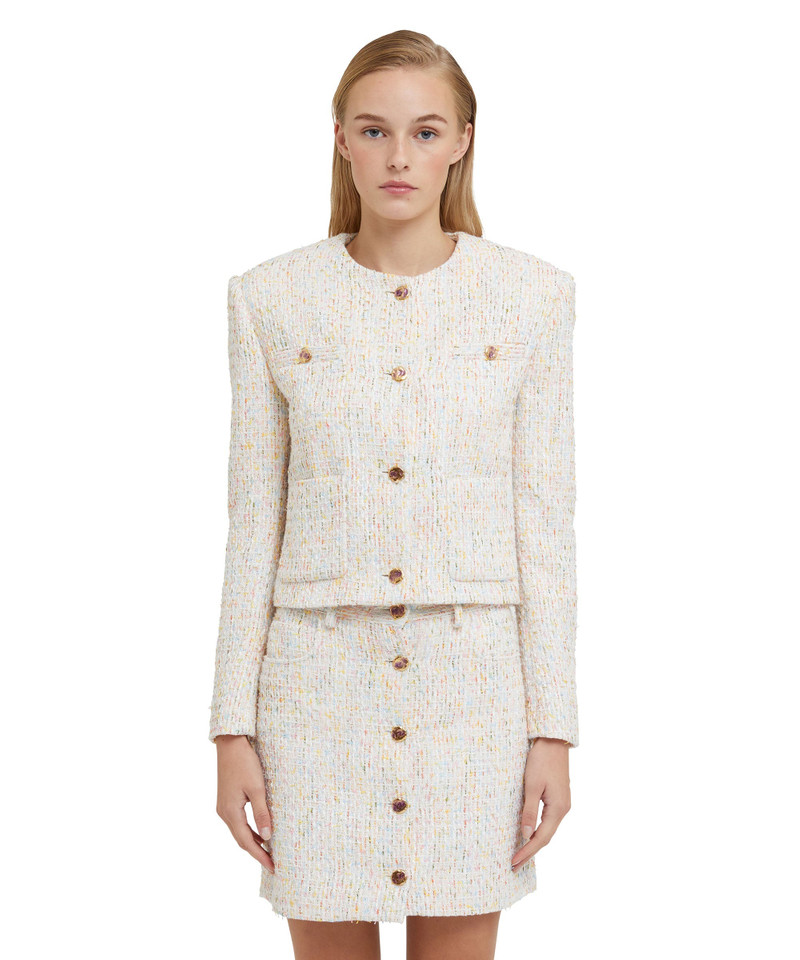 MSGM Multicolor tweed short jacket with  pockets outlook