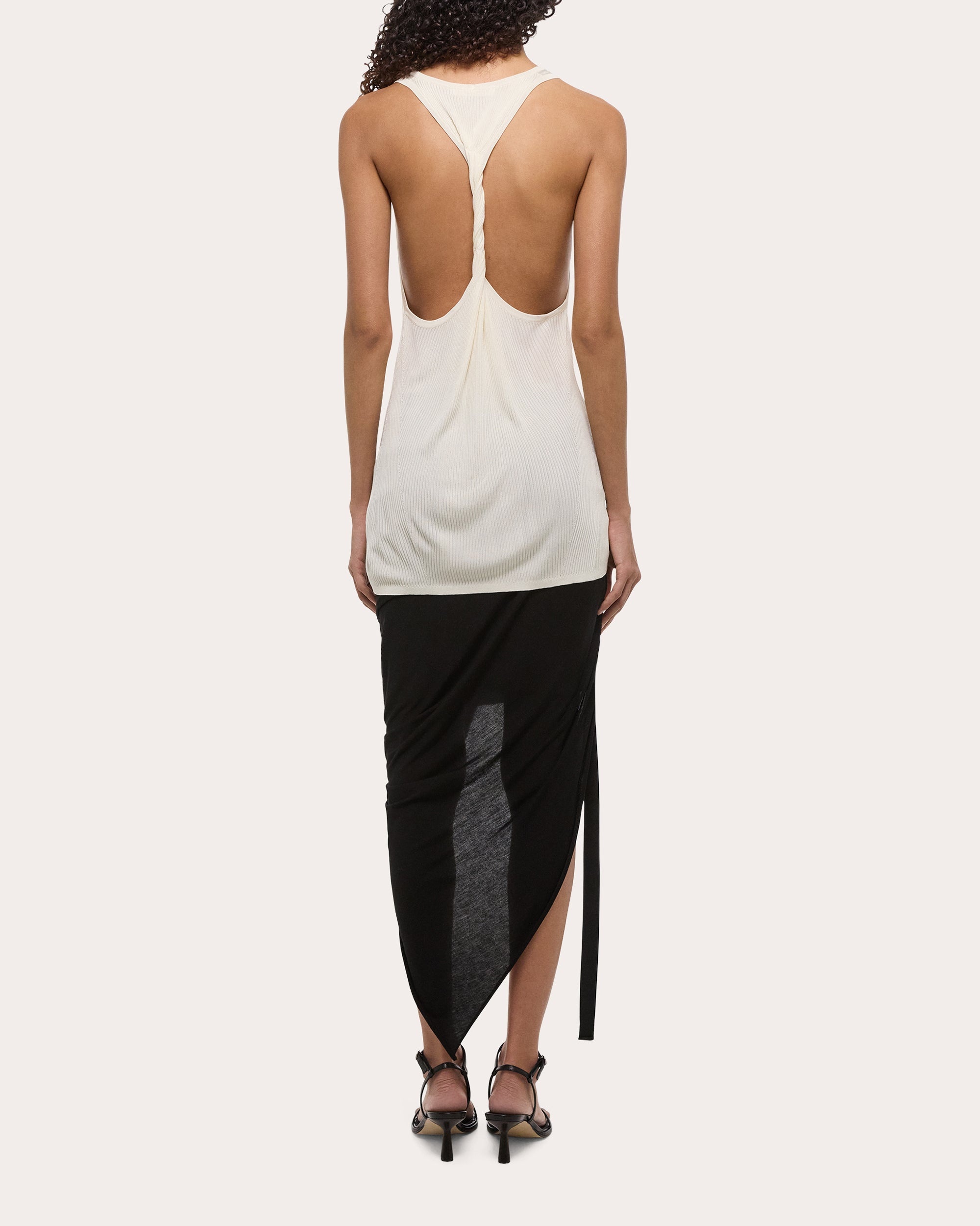 Rib Knit Twisted Racerback Tank Top - 2