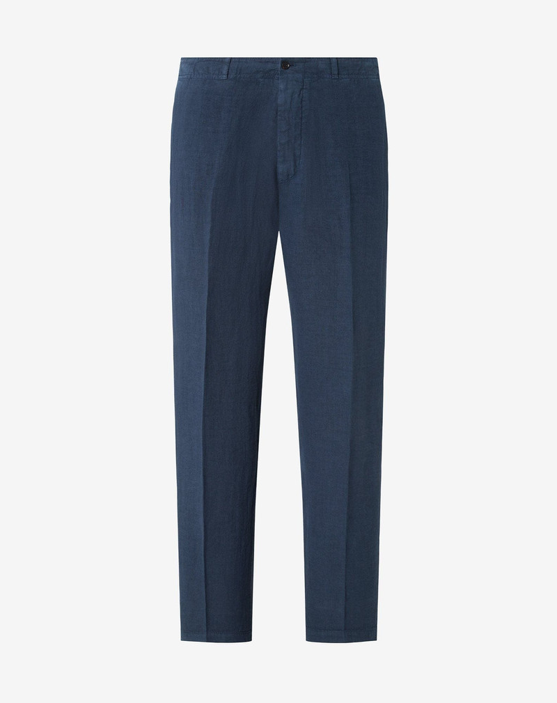 Blue pure linen trousers 1