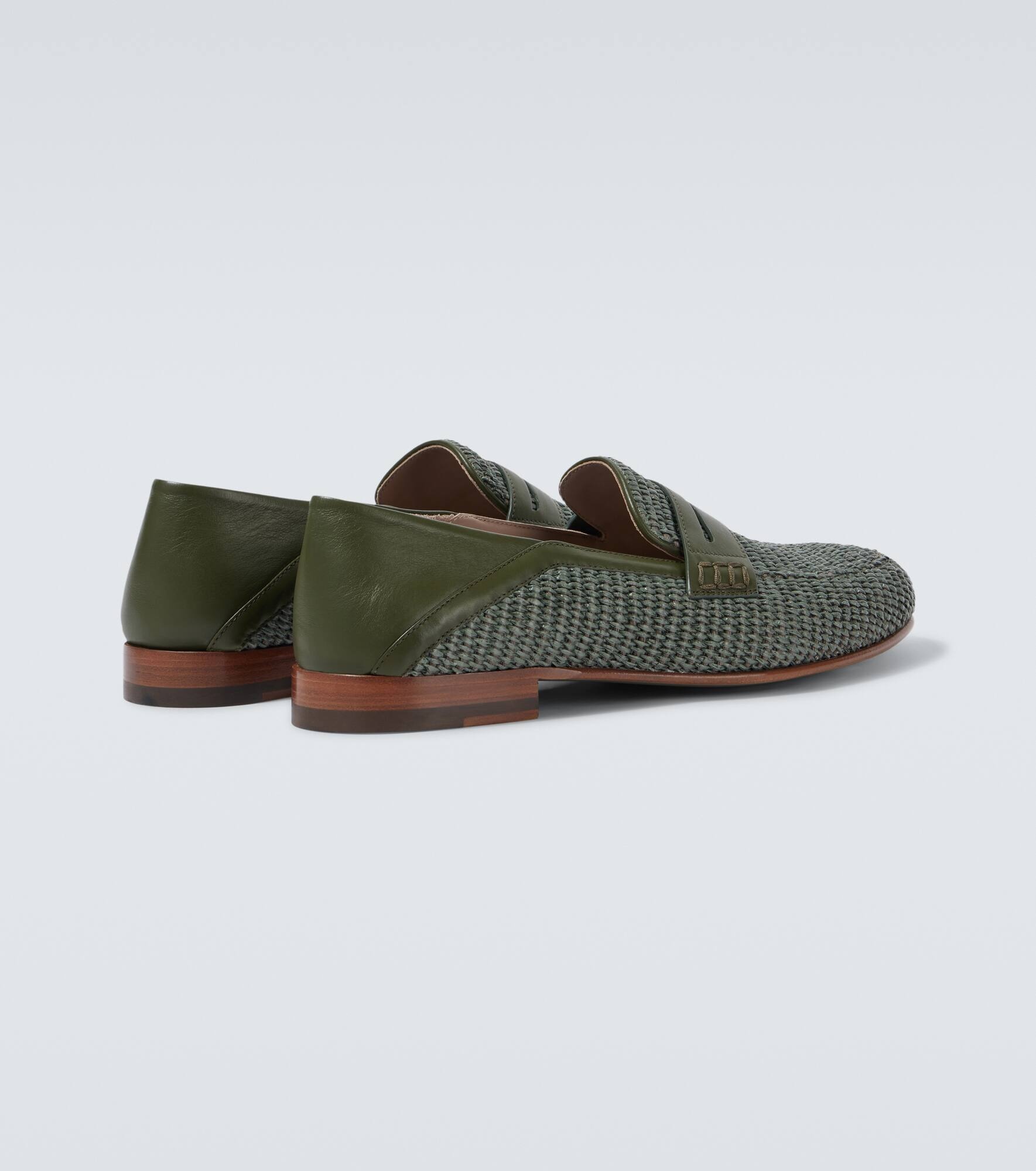 Padstow leather-trimmed raffia loafers - 6