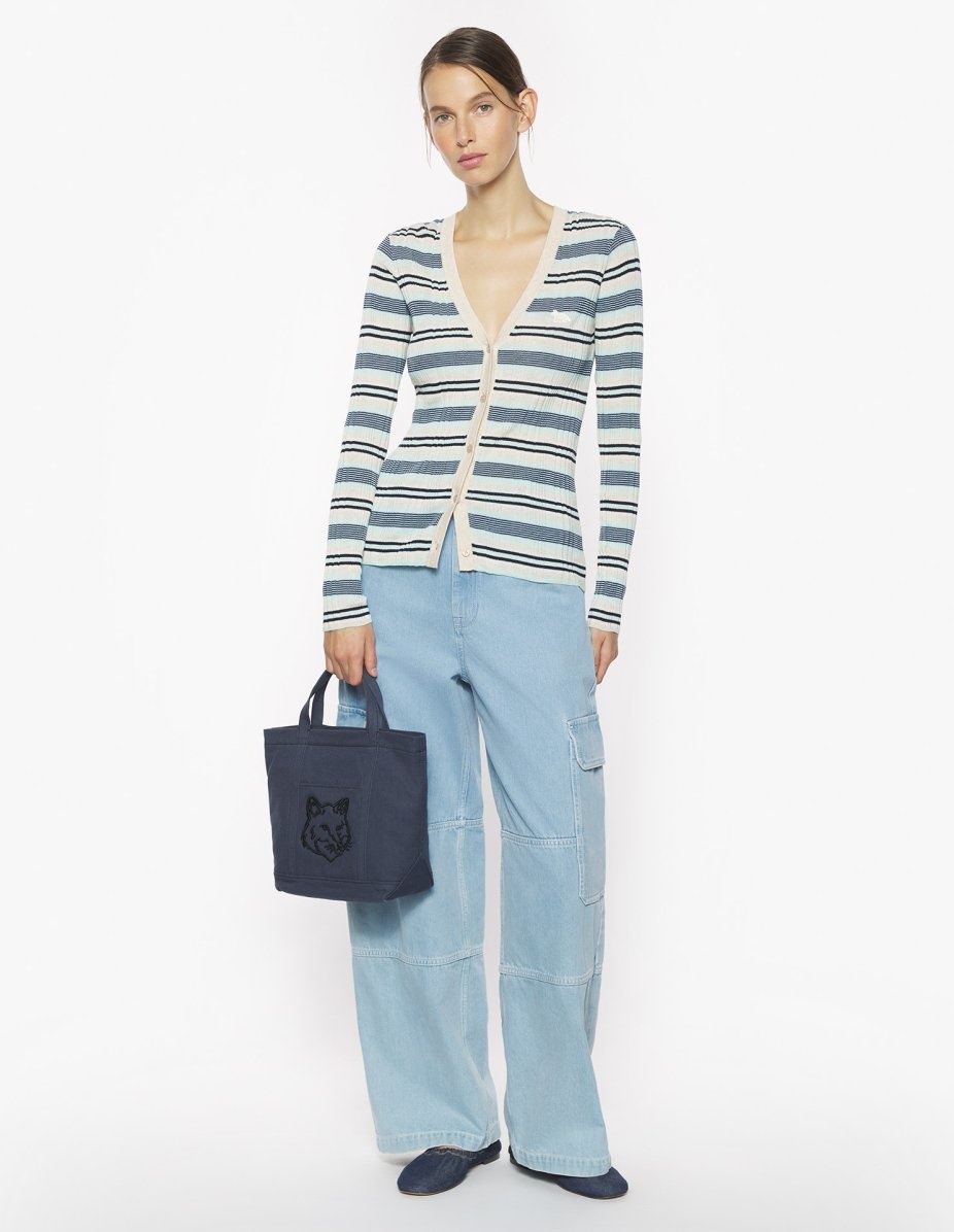 FINE RIB STRIPED CARDIGAN - 2