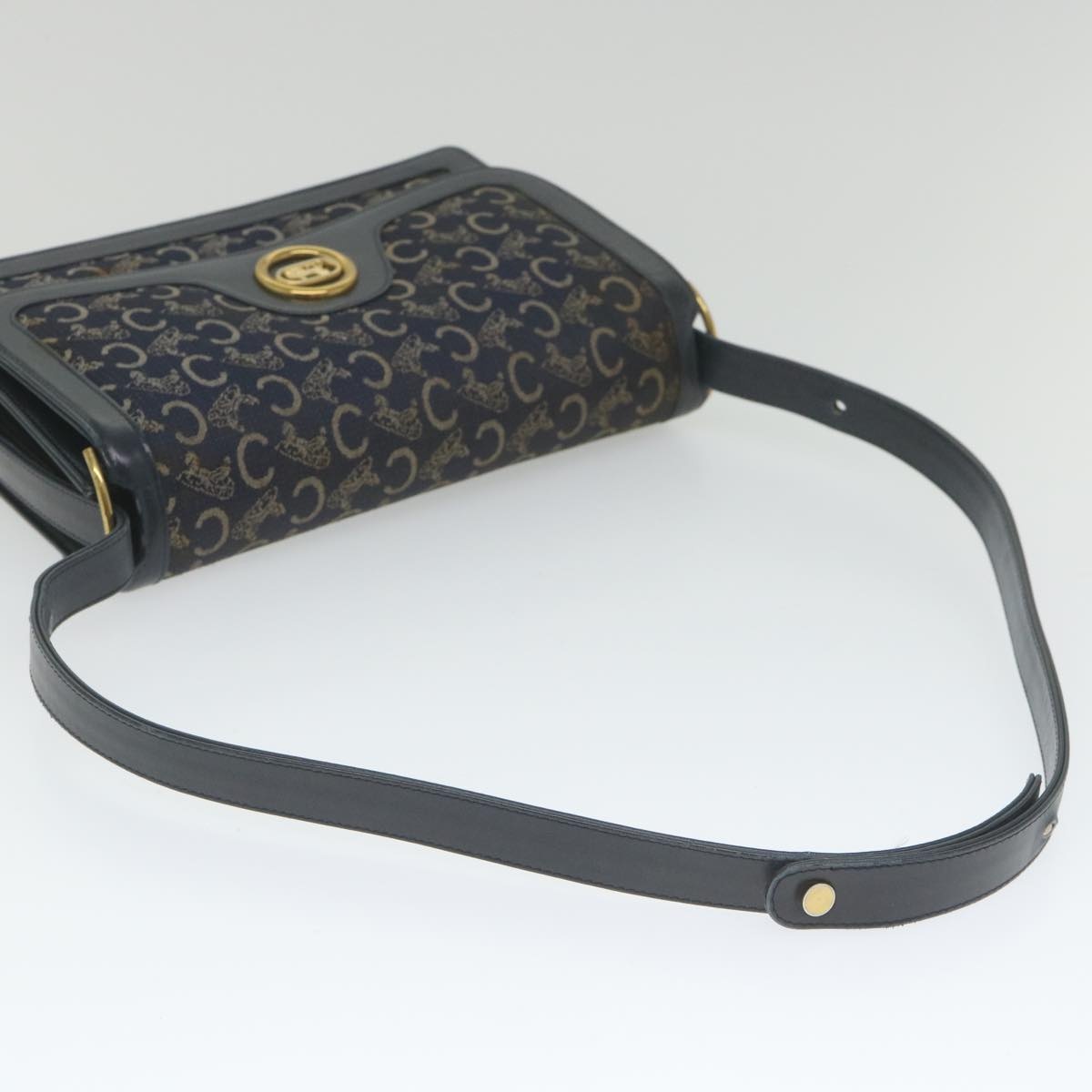 CELINE C Macadam Canvas Horse Carriage Shoulder Bag Navy - 7