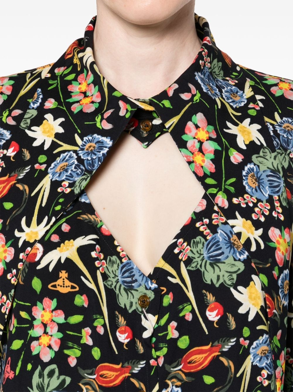 Heart floral-print shirt minidress - 5