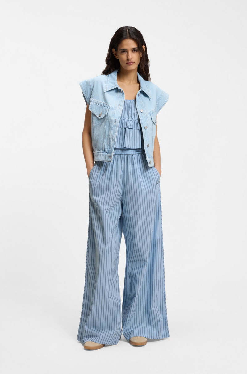 BOSS COTTON-POPLIN TOP WITH VERTICAL STRIPE outlook