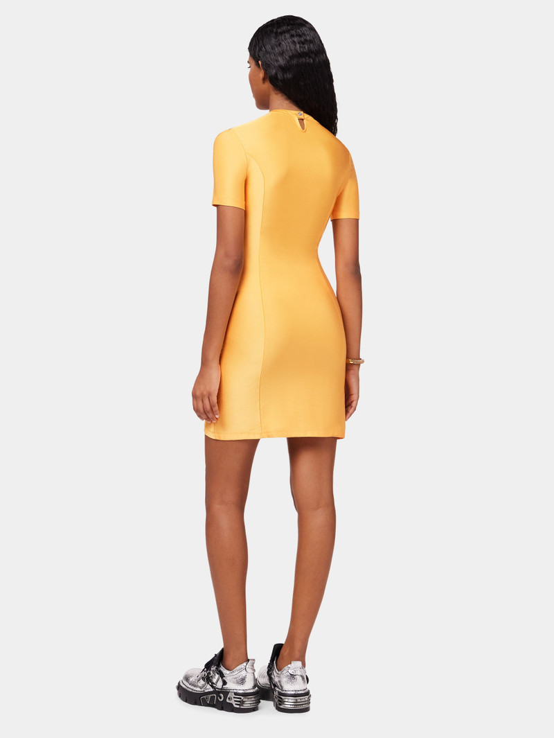 ORANGE DRAPÉ PRESSION MINI DRESS 2