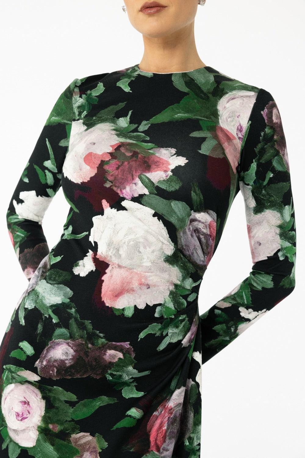 Long Sleeve Draped Dress - 3