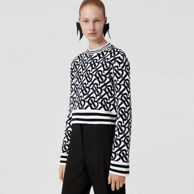 Burberry Monogram Wool Blend Jacquard Cropped Sweater outlook