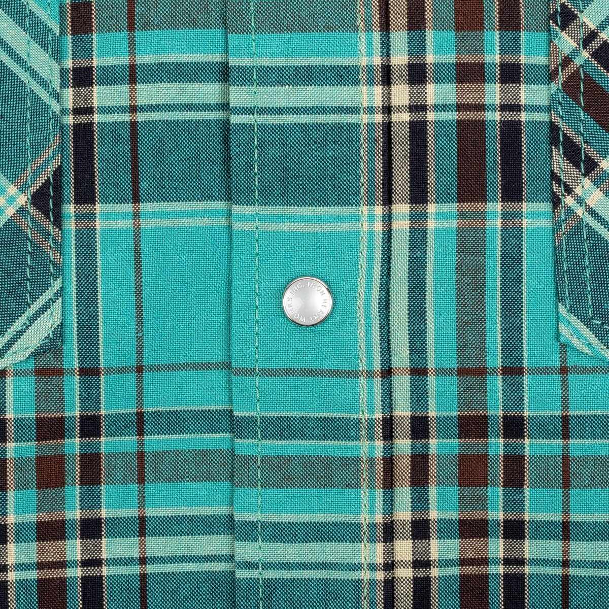 IHSH-355-GRN 5oz Selvedge Madras Check Western Shirt - Green - 10