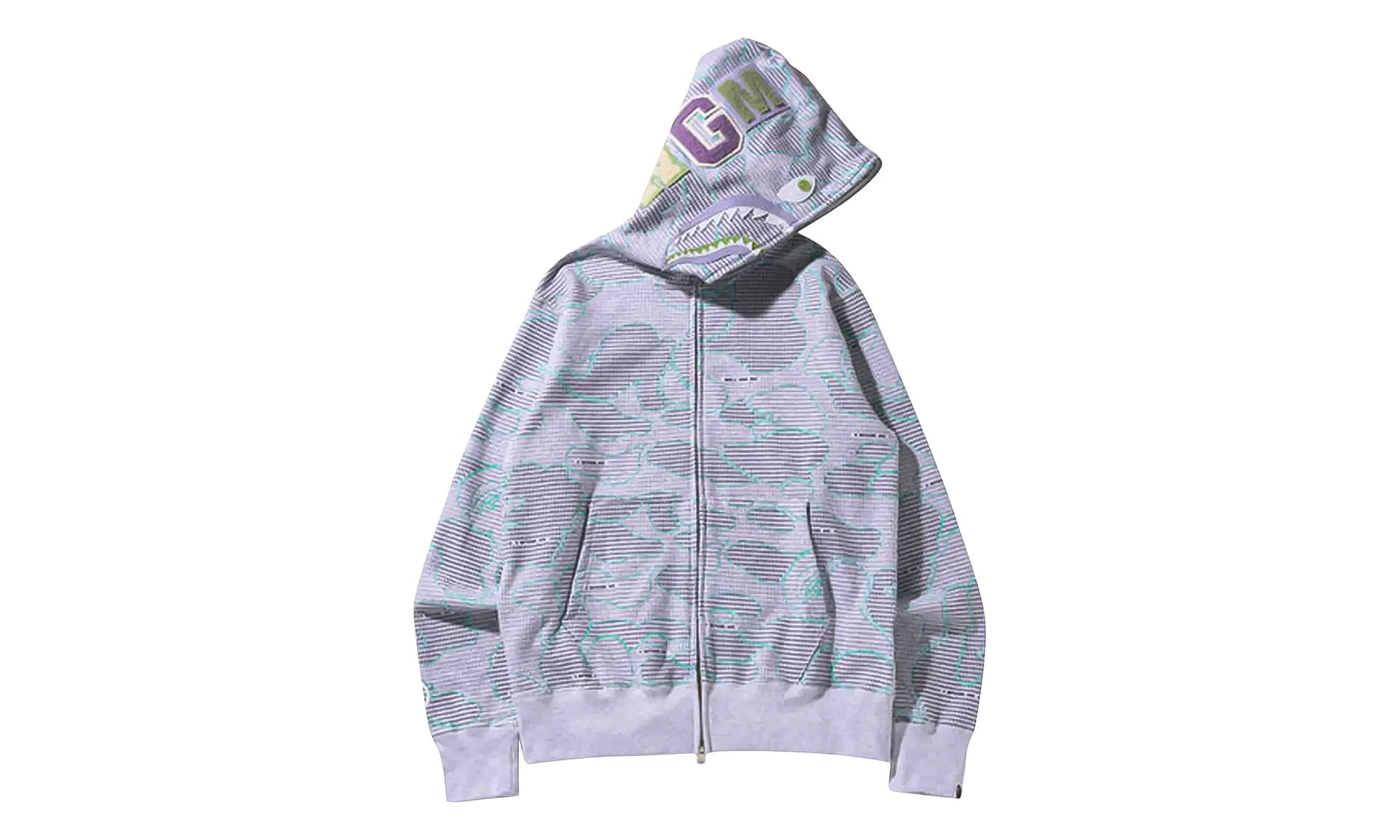 Text Code Camo Shark Full Zip Hoodie "Grey" 1I30 115 013 GREY - 1