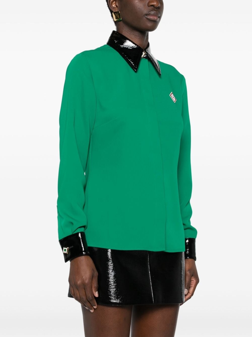 contrast-collar crepe shirt - 3