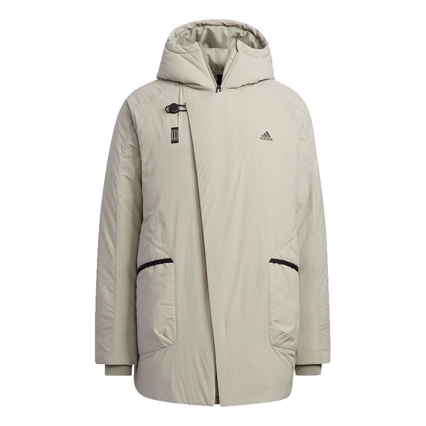 adidas Wuji Down Jkt Series Outdoor Sports Stay Warm mid-length hooded down Jacket Gray H23103 - 1