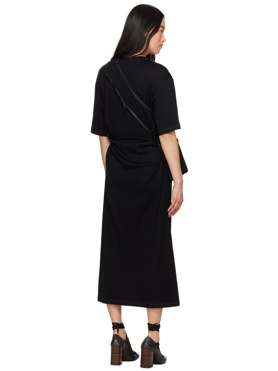 Black Belted Midi Dress - 3