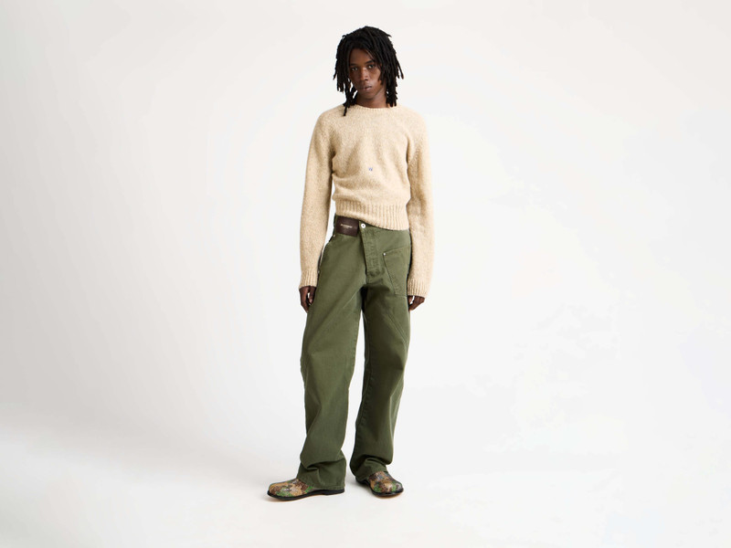 JW Anderson MENS TWISTED WORKWEAR JEANS IN WASHED GREEN outlook