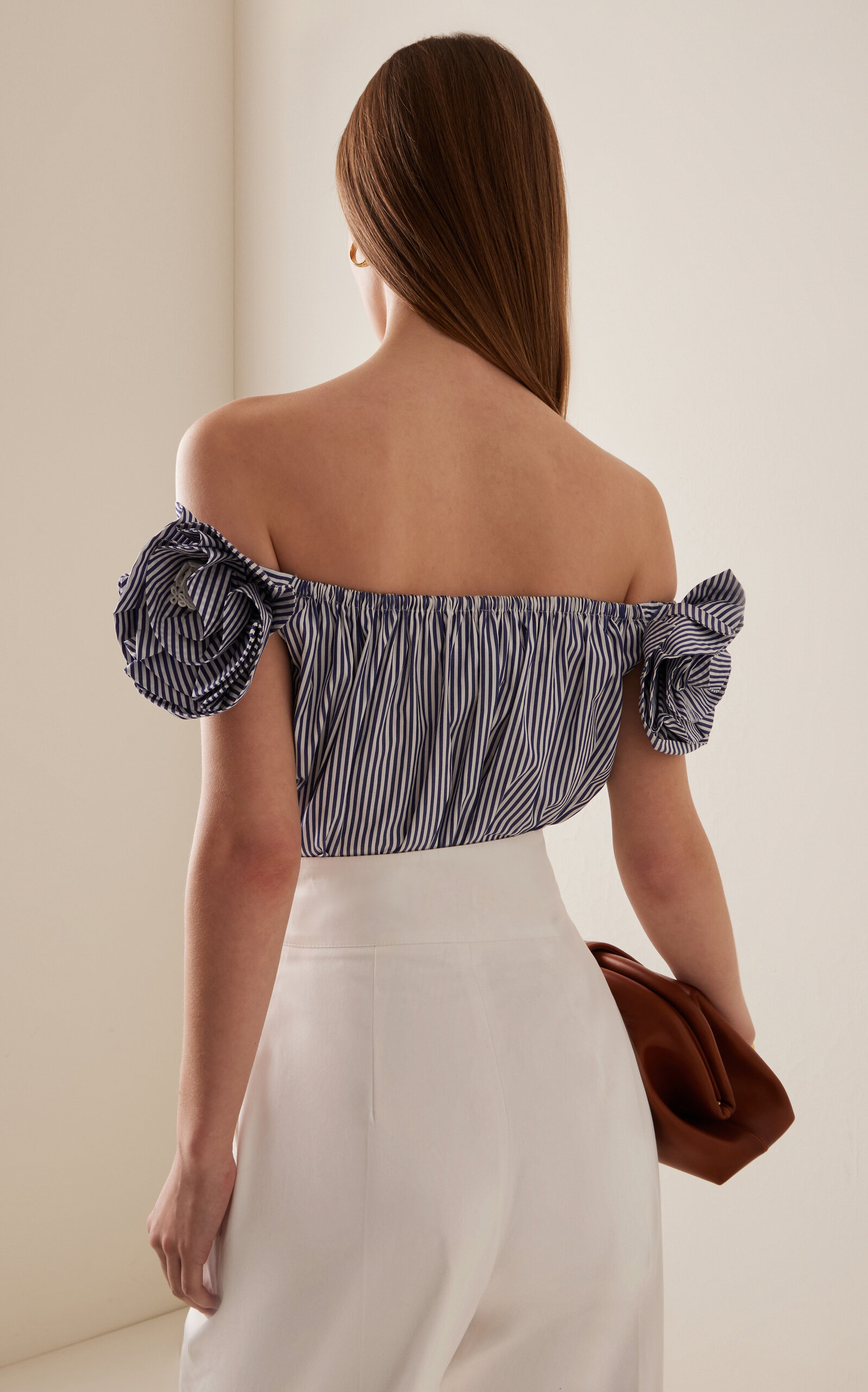 Ruffled Cotton Off-The-Shoulder Top white - 4