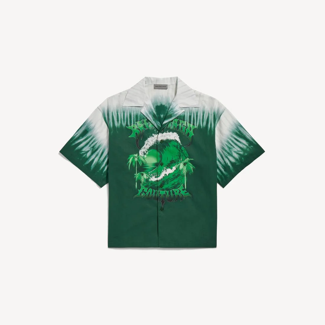 Men's Extreme Tie Dye Bowling Short Sleeve Shirt in Green/white - 1