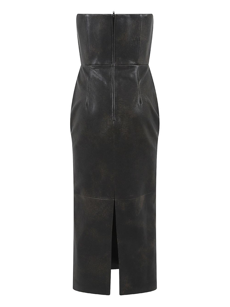 ALEX PERRY strapless split leather midi dress outlook