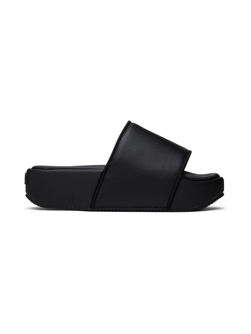 Black Cushioned Platform Slides - 1