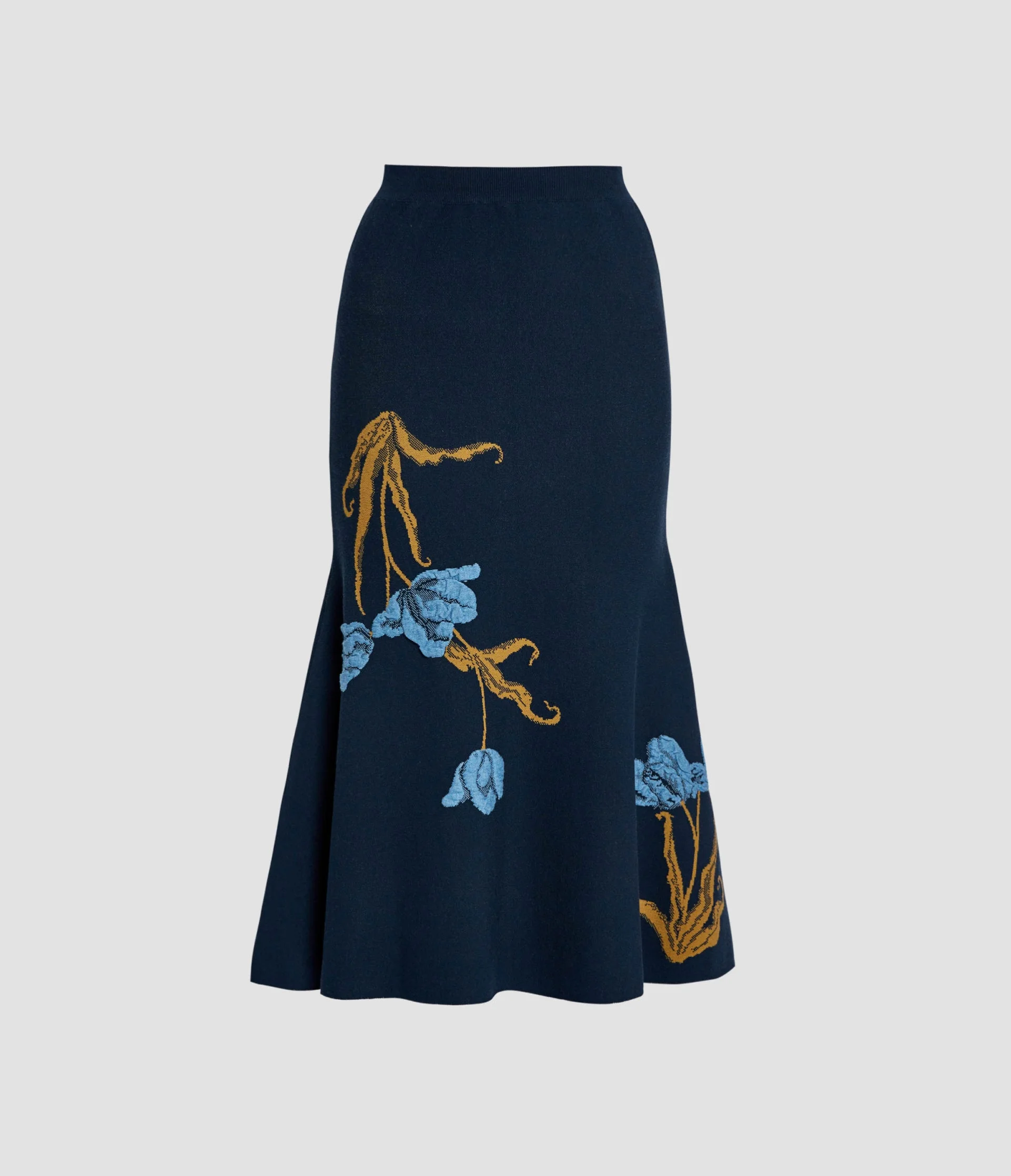 FLORAL JACQUARD A LINE KNIT SKIRT - 1