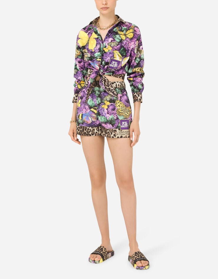 Butterfly-print poplin shorts - 11