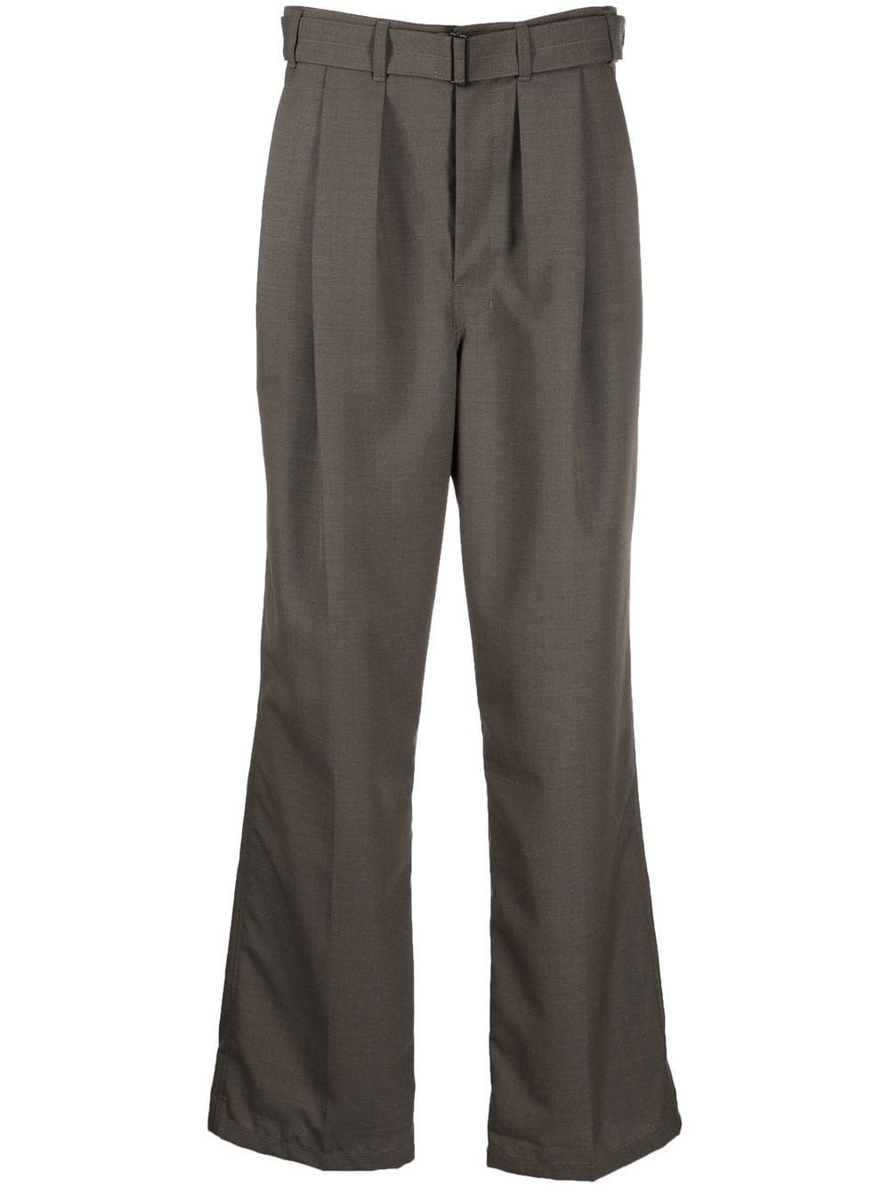 pleated straight-leg trousers - 1