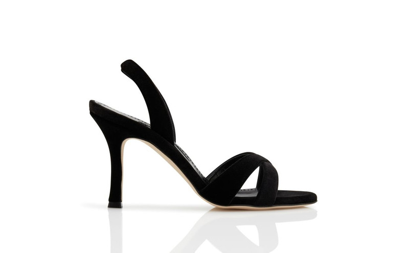 Black Velvet Slingback Sandals 1