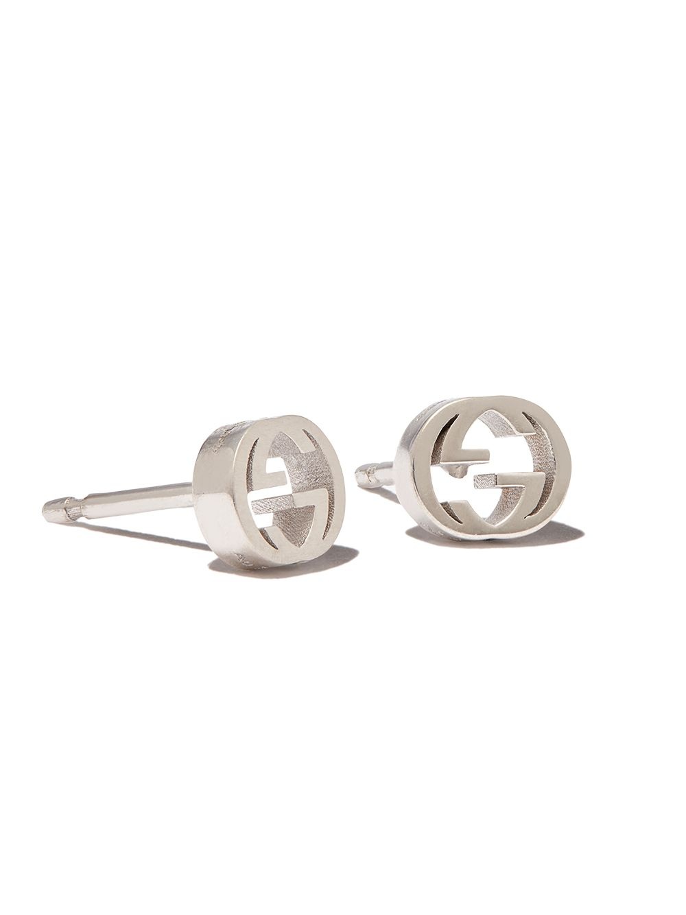 18kt white gold Interlocking G stud earrings - 3