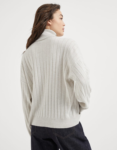 Brunello Cucinelli Cashmere flat rib turtleneck sweater with monili outlook