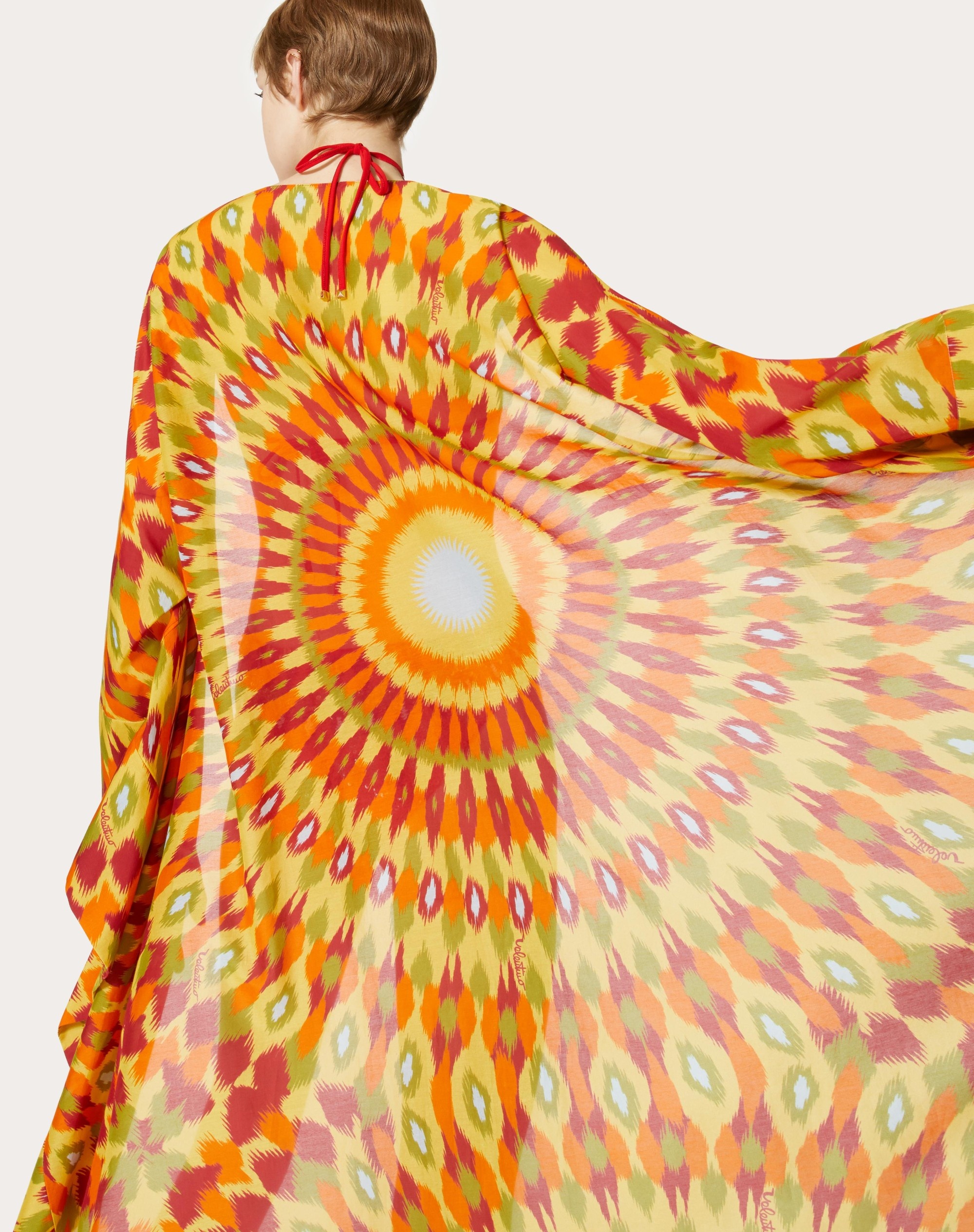 LONG VOILE CAPE WITH ROUND RAIN PRINT - 5