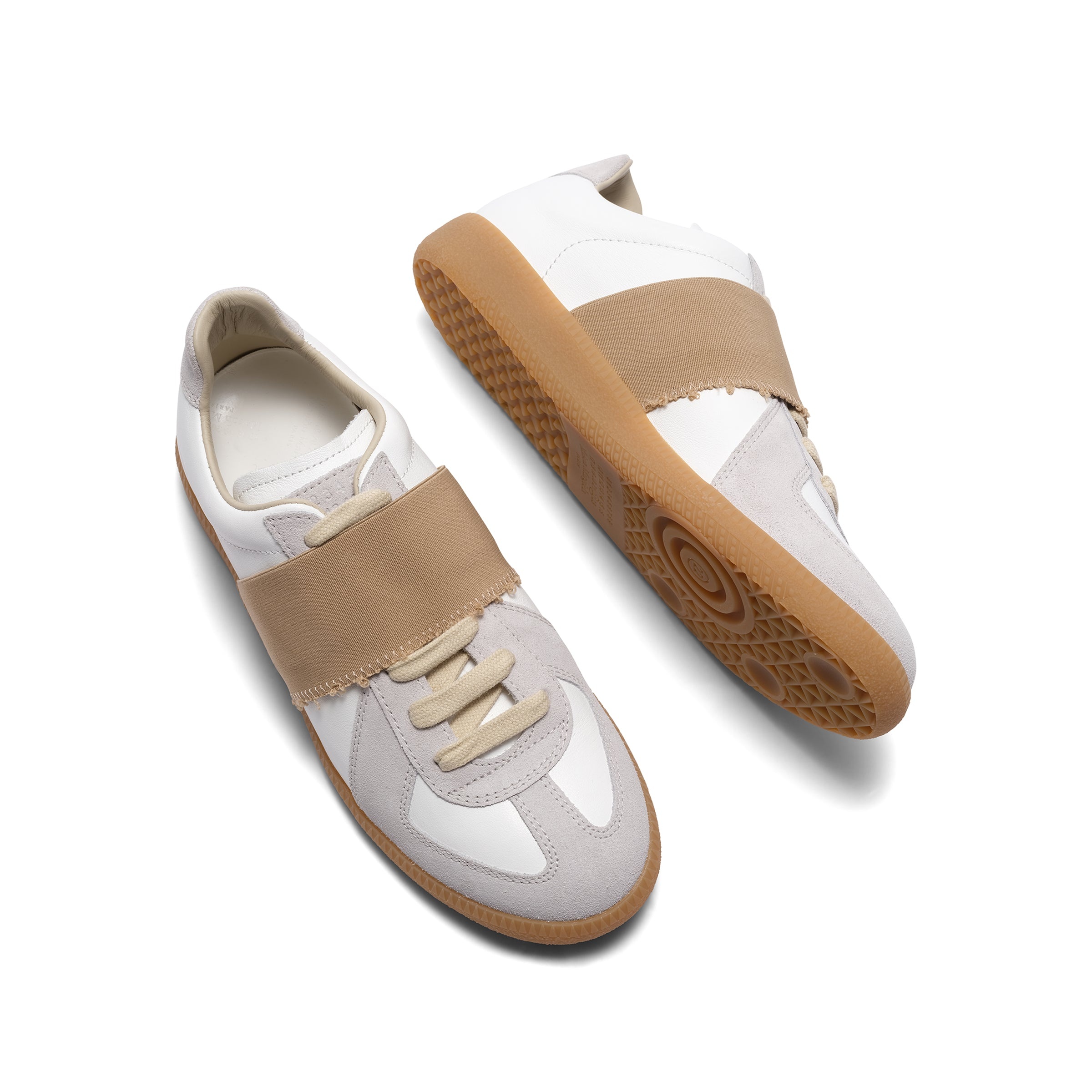 Replica Leather Sneakers in White/Nude - 4